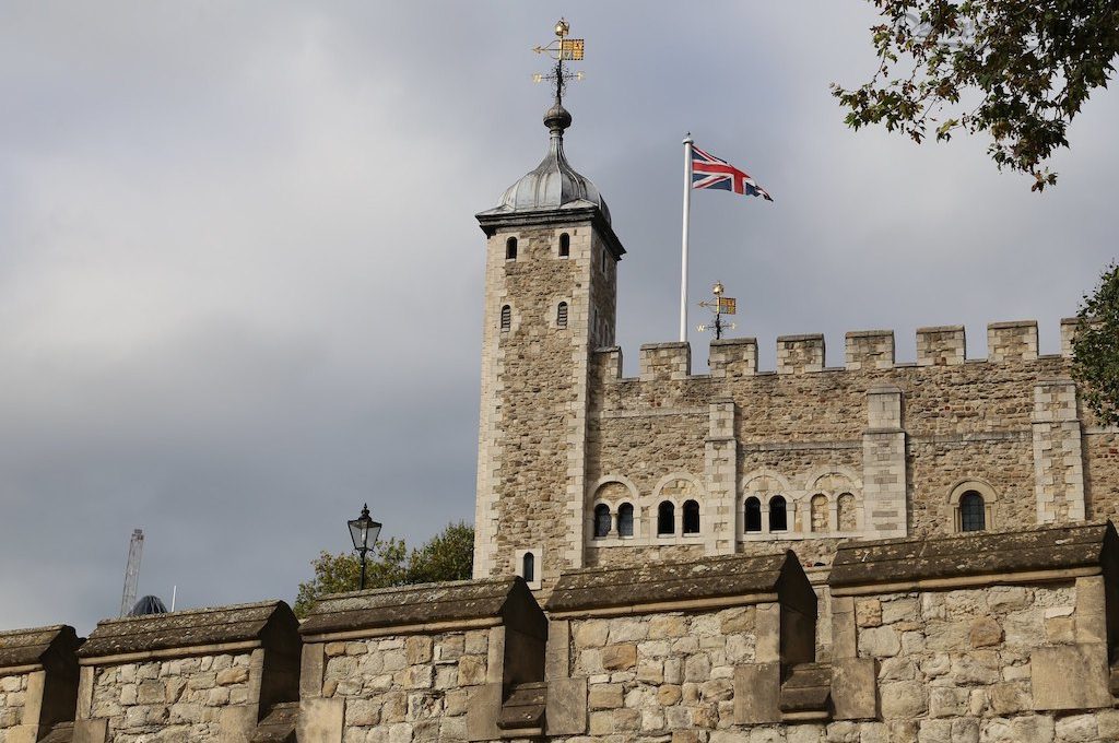 The White Tower looming over castle walls