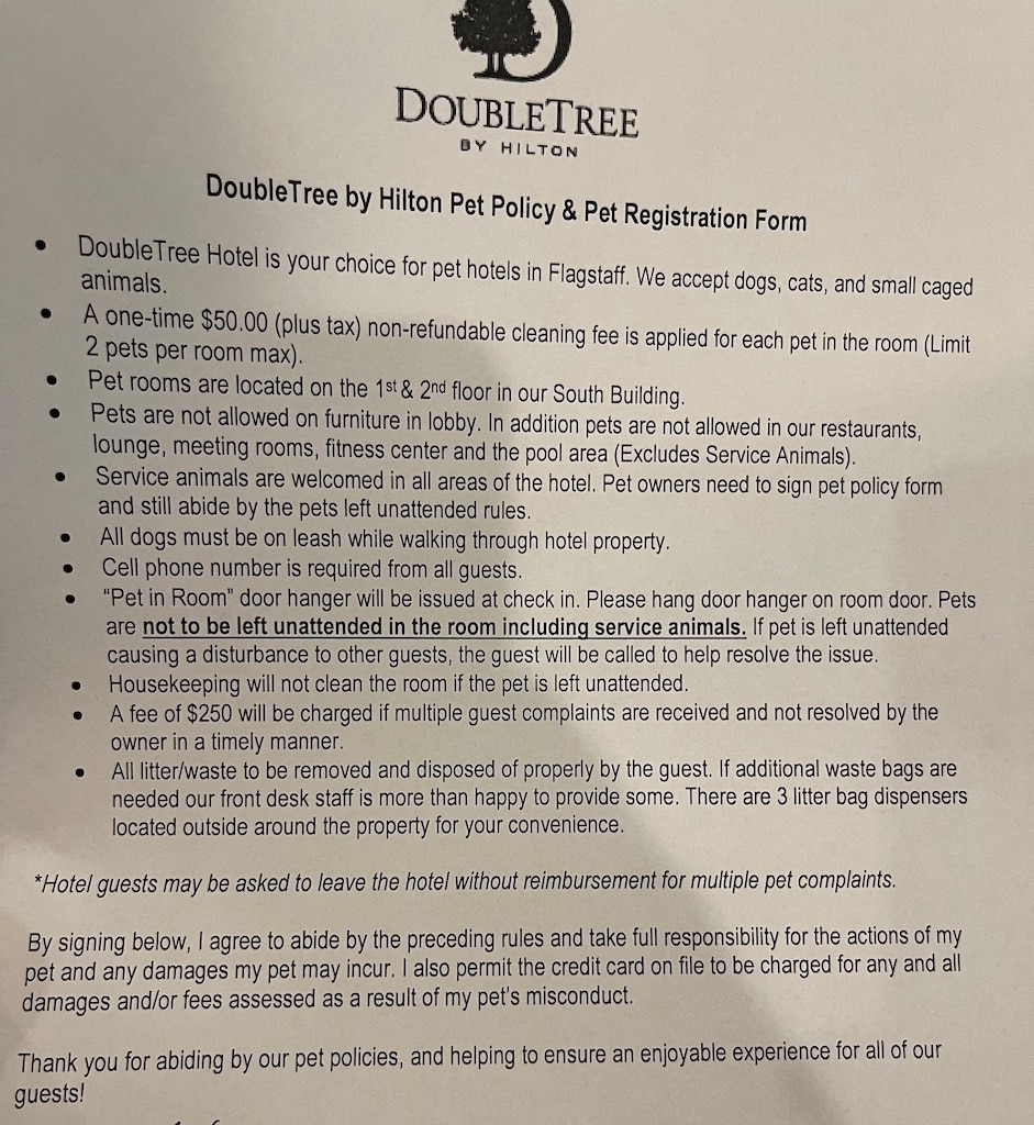 Hotel pet policy form