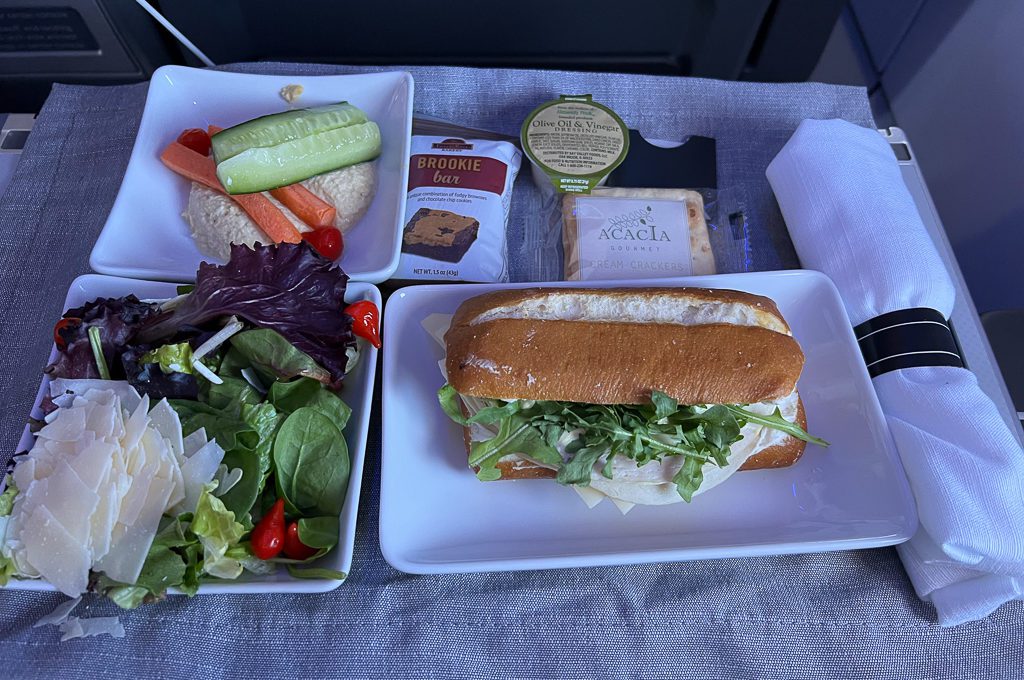 American Airlines A321 First Class Hawaii meal