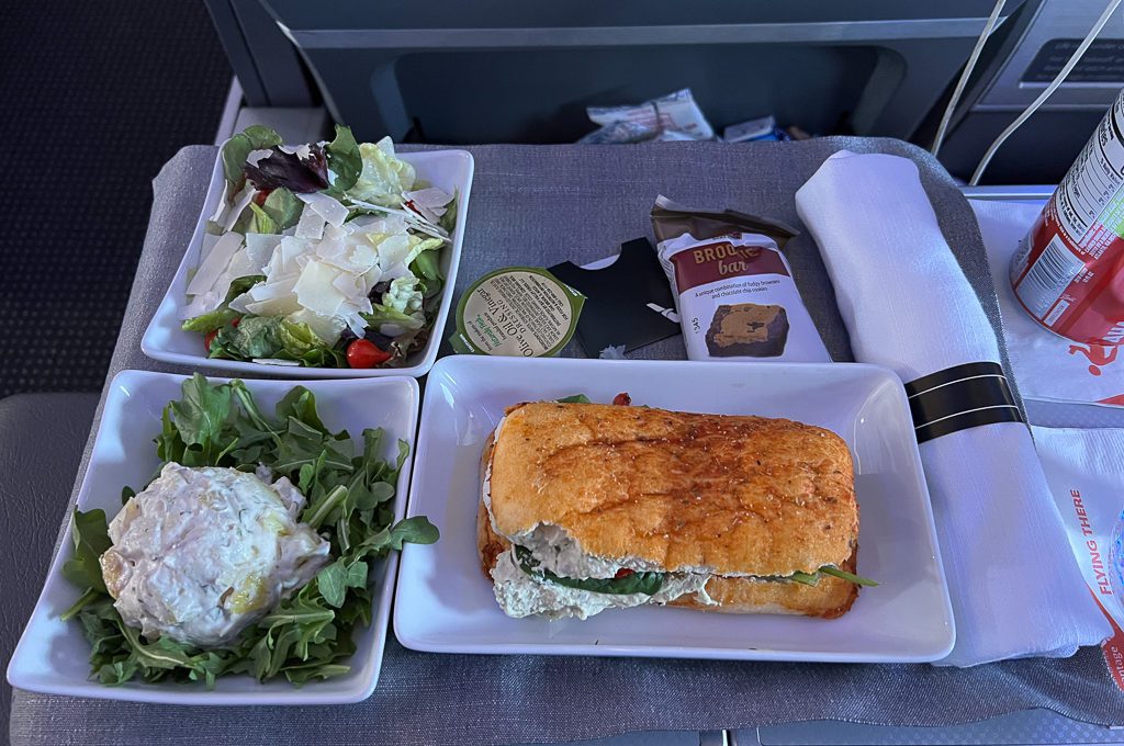 American Airlines A321 First Class Hawaii meal