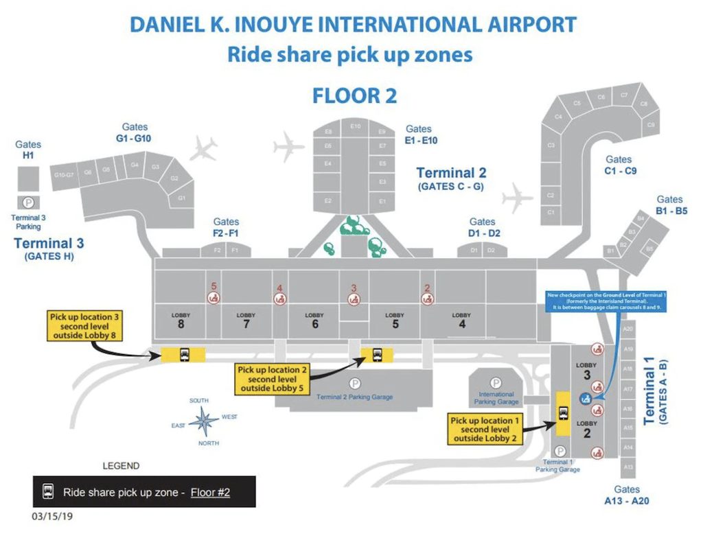 HNL rideshare pick up zone map