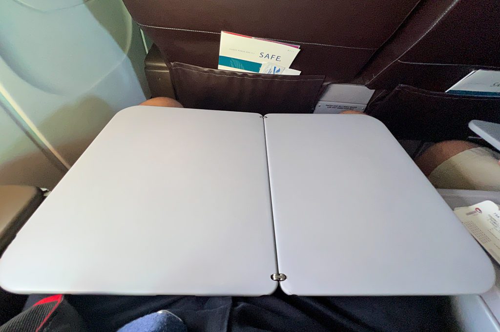 Hawaiian Airlines First Class Boeing 717-200 tray table