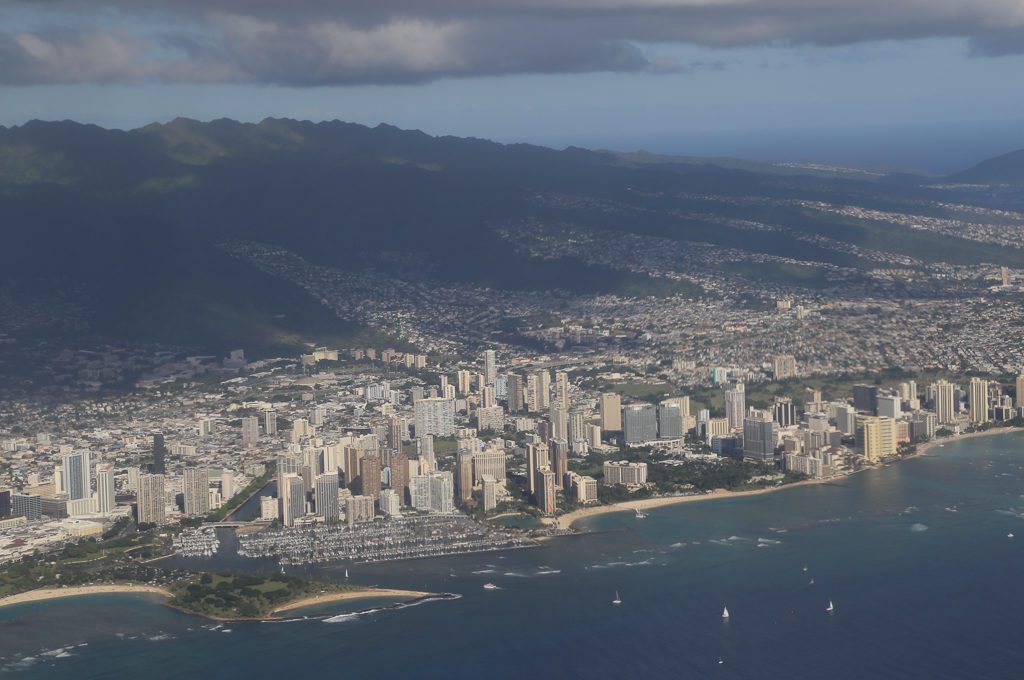 Honolulu and Waikiki aerial view