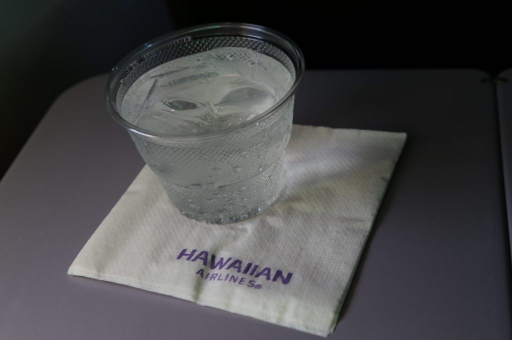 Hawaiian Airlines First Class inter-island drinks
