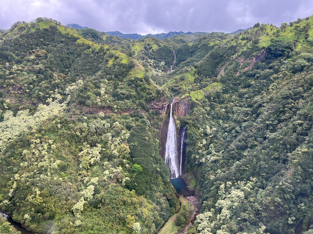 Arial view of waterfall.
