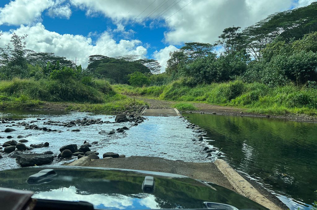 Crossing water in Jeep