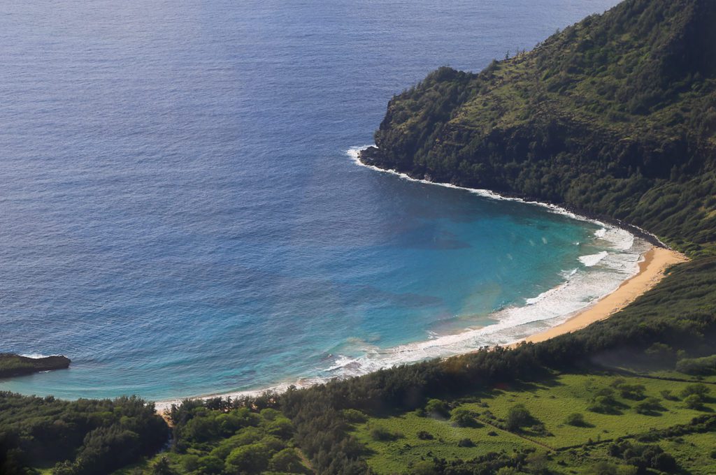 Arial view of beach at Kipu Kai.