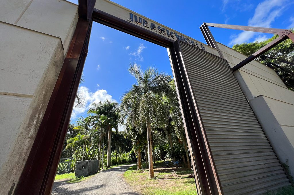 Kualoa Ranch, entering Indominus Rex paddock Jurassic World movie scene.