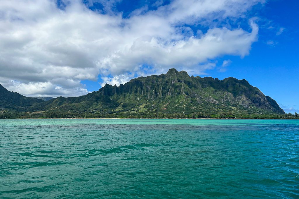 Kualoa Ranch Fishpond Ocean Voyage catamaran views