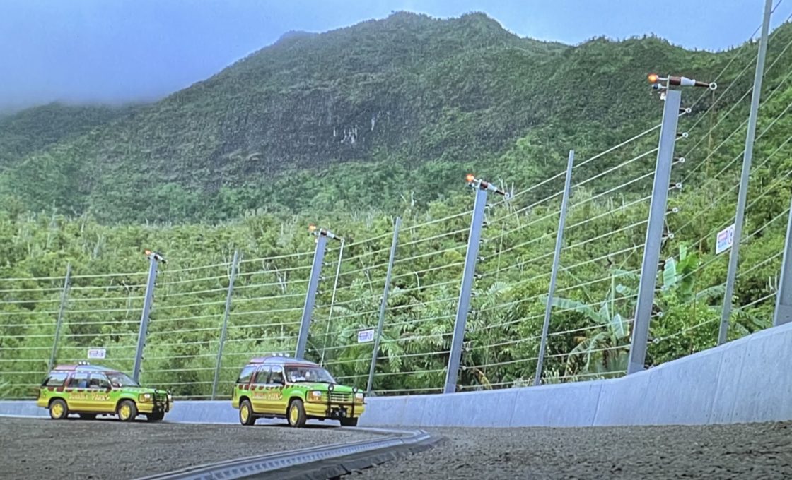 T-Rex Paddock filming scene Jurassic Park