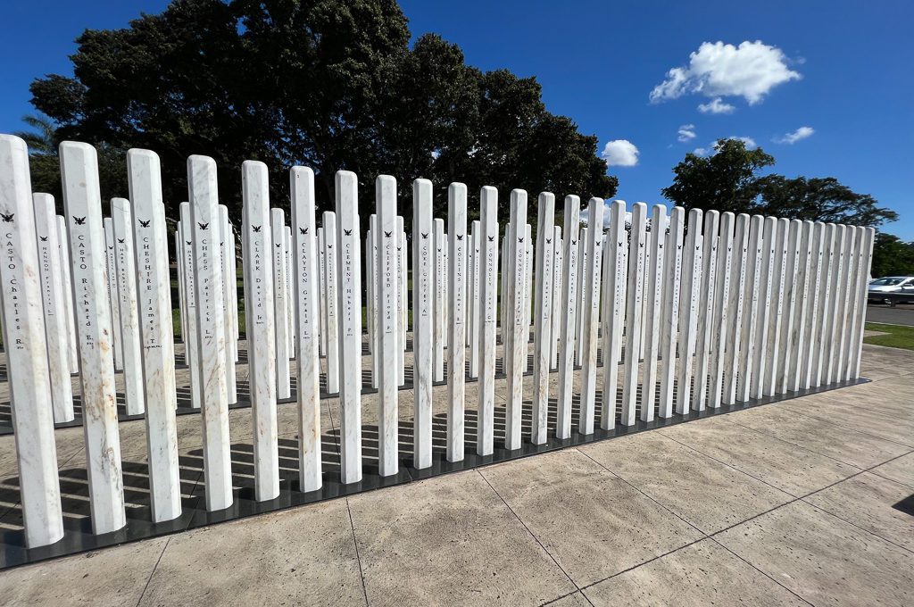 USS Oklahoma Memorial white standards