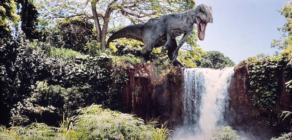 Valley House Estate waterfall Indominus Rex, Jurassic World movie scene.
