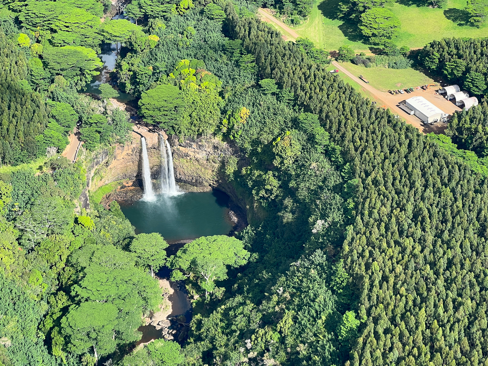 Wailua Falls from helicopter