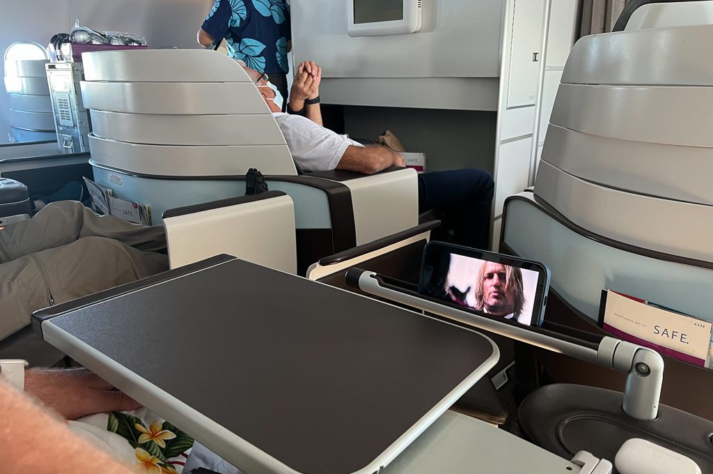 Hawaiian Airlines First Class A330 seat tray table