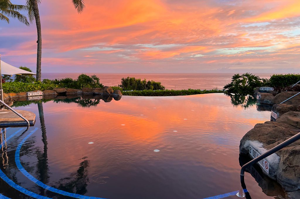 Westin Princeville Ocean Resort Villas infinity pool sunrise