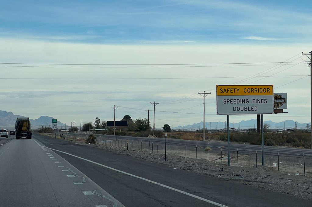 New Mexico Safety Corridor sign