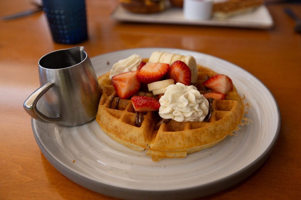 Belgian waffle at Arizona Biltmore McArthurs restaurant and bar.