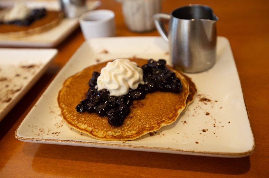 Lemon cream cheese pancakes at Arizona Biltmore McArthurs restaurant and bar.