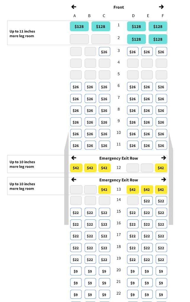 Spirit airlines seat map pricing