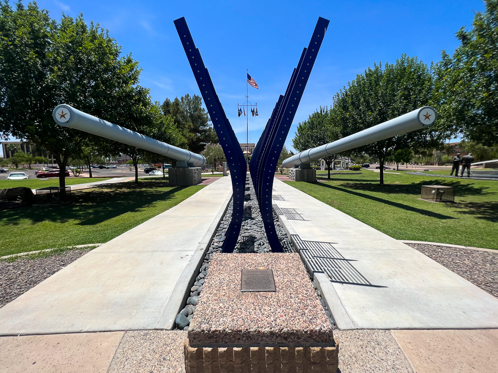 Bolin Memorial Park gun barrels USS Arizona USS Missouri