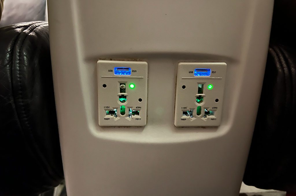 Alaska Airlines first class power outlet