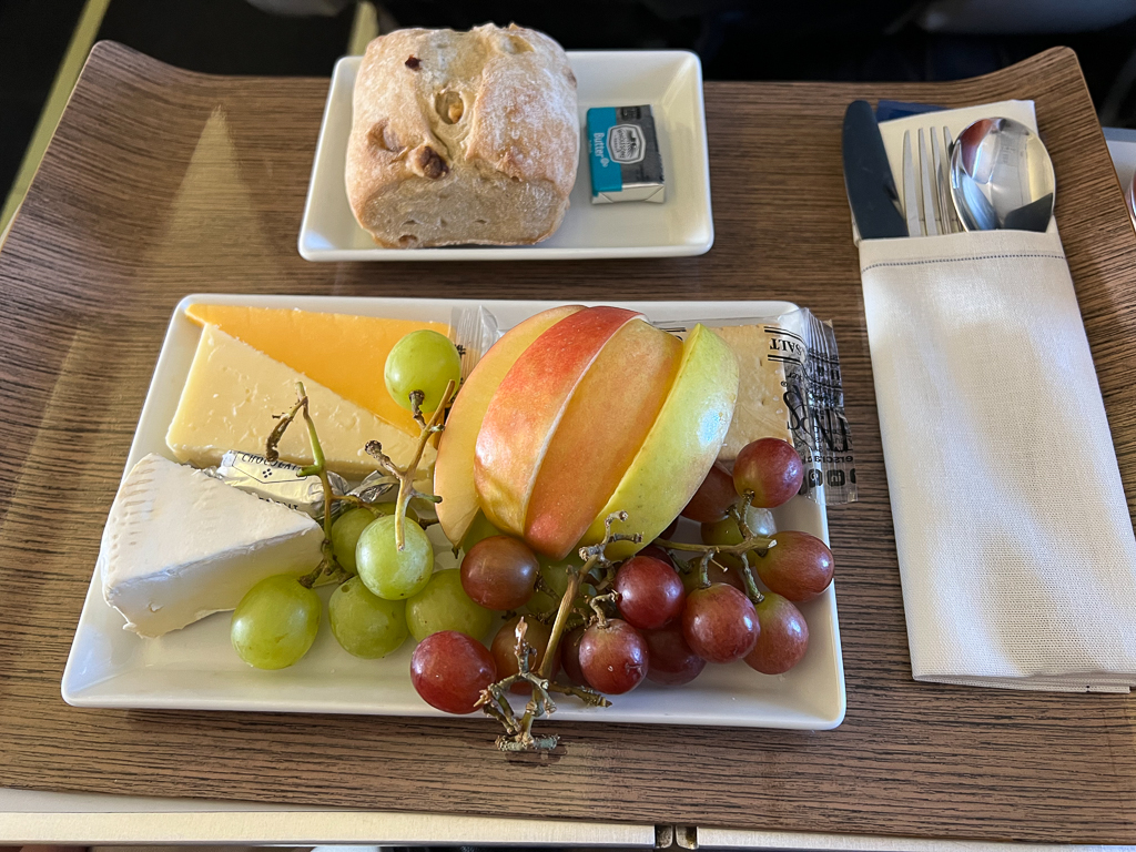 Alaska airlines first class meal cheese platter