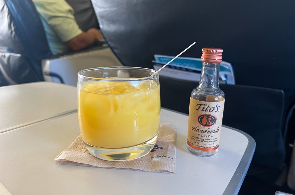 Alaska airlines first class screwdriver drink