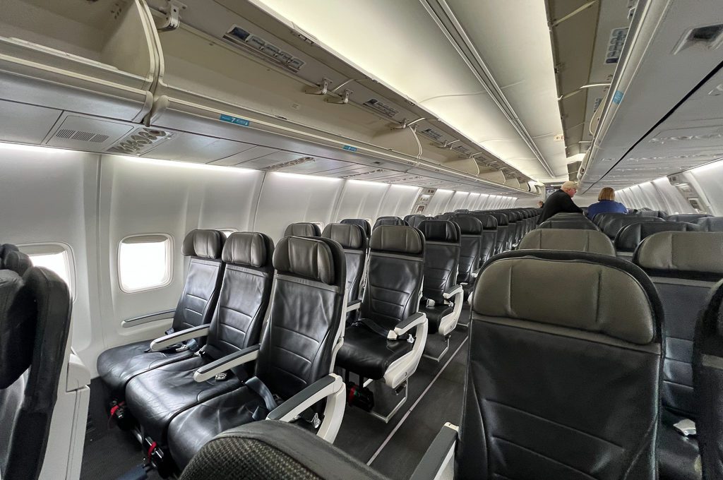 Alaska Airlines Premium Class cabin overhead storage bin