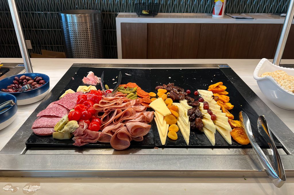 Delta Sky Club LAX meat and cheese station