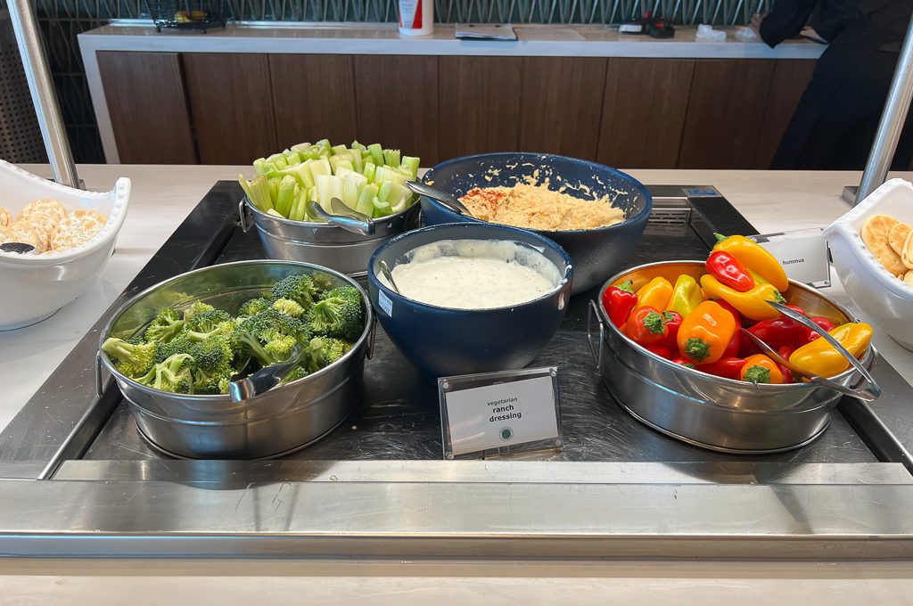 Delta Sky Club LAX vegetables with ranch dip
