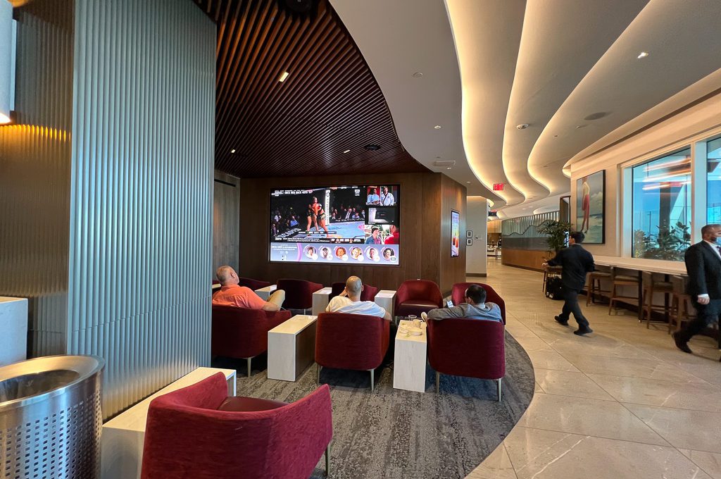 Delta Sky Club LAX seating with TV