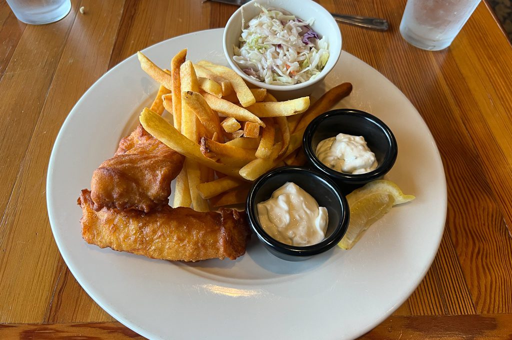 Glacier Bay Lodge Fairweather restaurant fish and chips