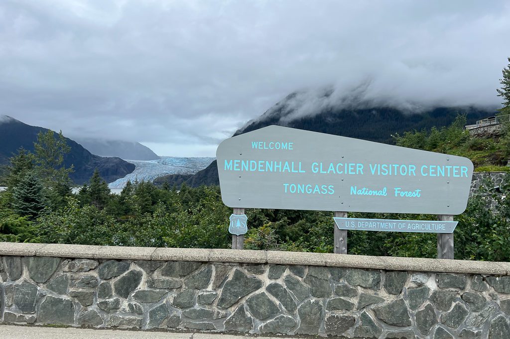 Mendenhall Glacier visitor Center sign