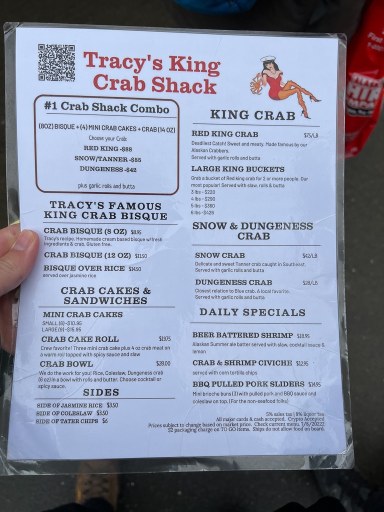 Tracy's King Crab Shack menu
