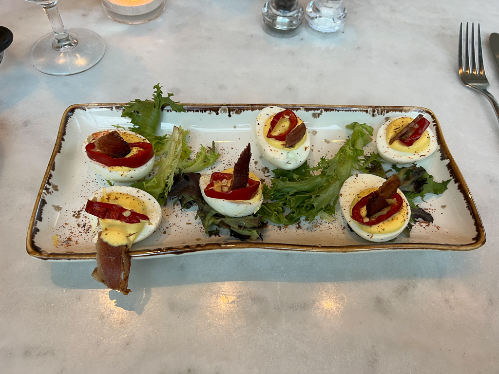 Deviled Eggs at Hull and Oak in The Laura Hotel.
