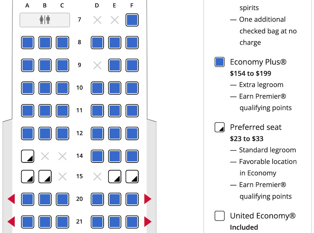 United Economy Plus seat map
