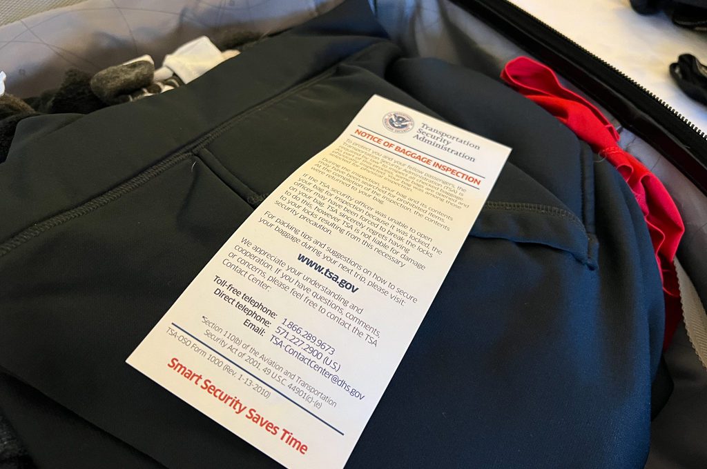 tsa Notice of Bag Inspection