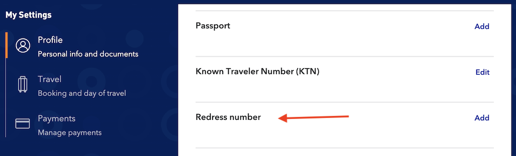 travel number or redress number