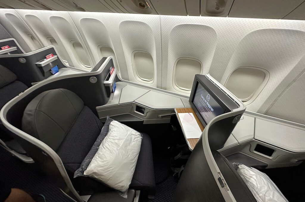 American Airlines 777-200 Business Class cabin seat