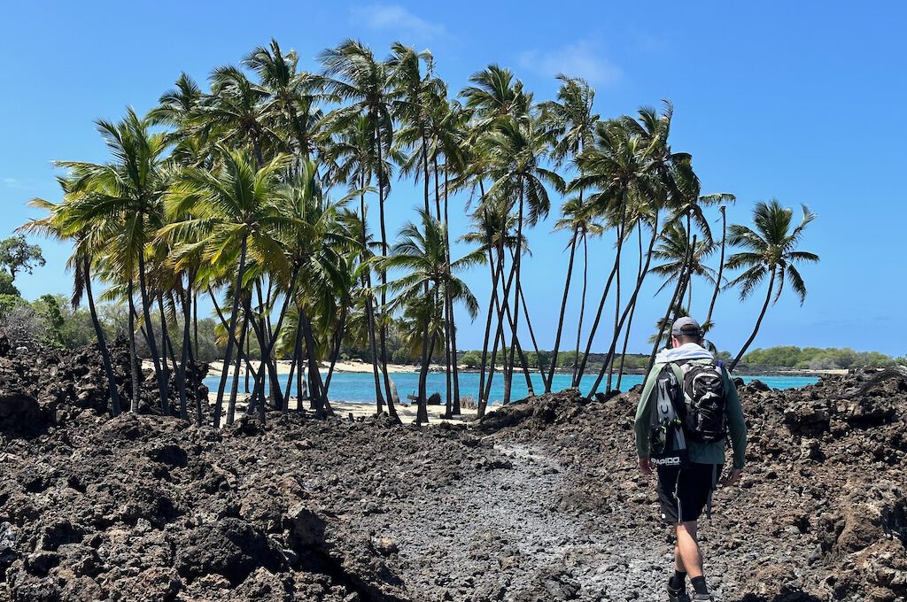 Makalawena Beach trail hiker