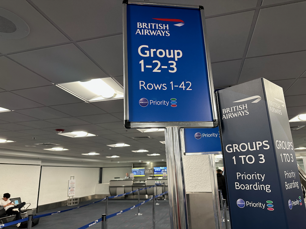 British Airways Boarding Group Sign