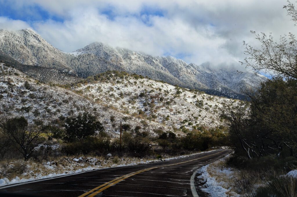 Santa Rita mountains with snow