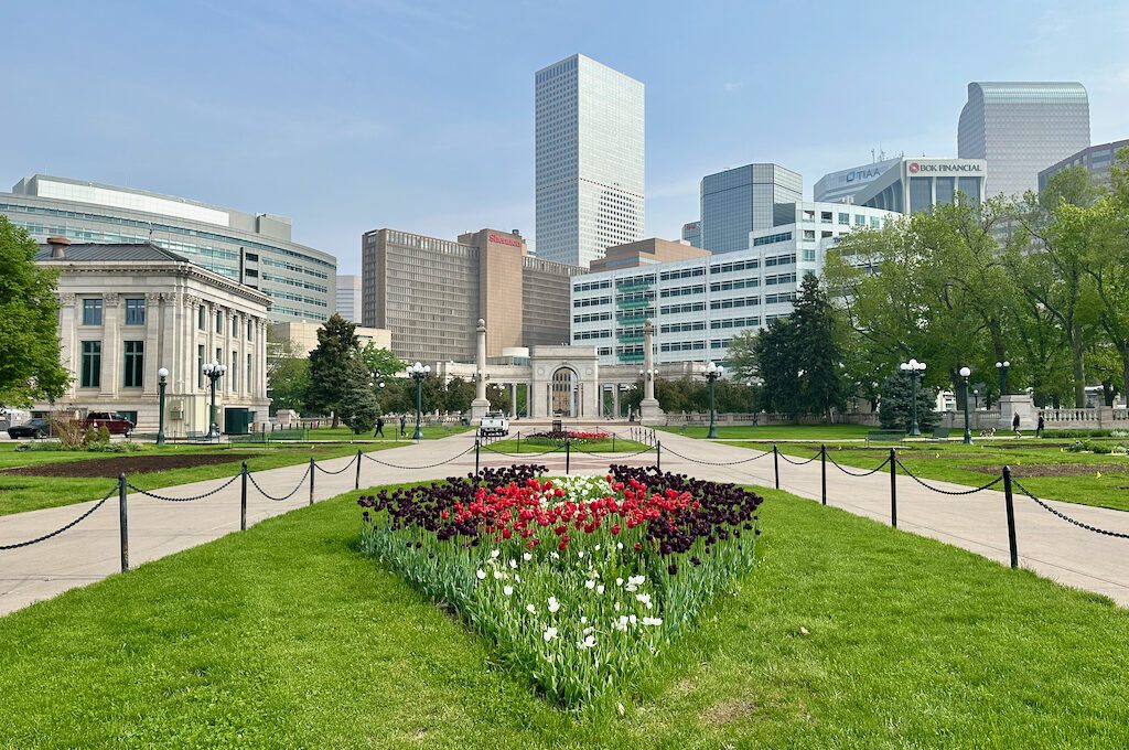 Denver's Civic Center Park skyline view