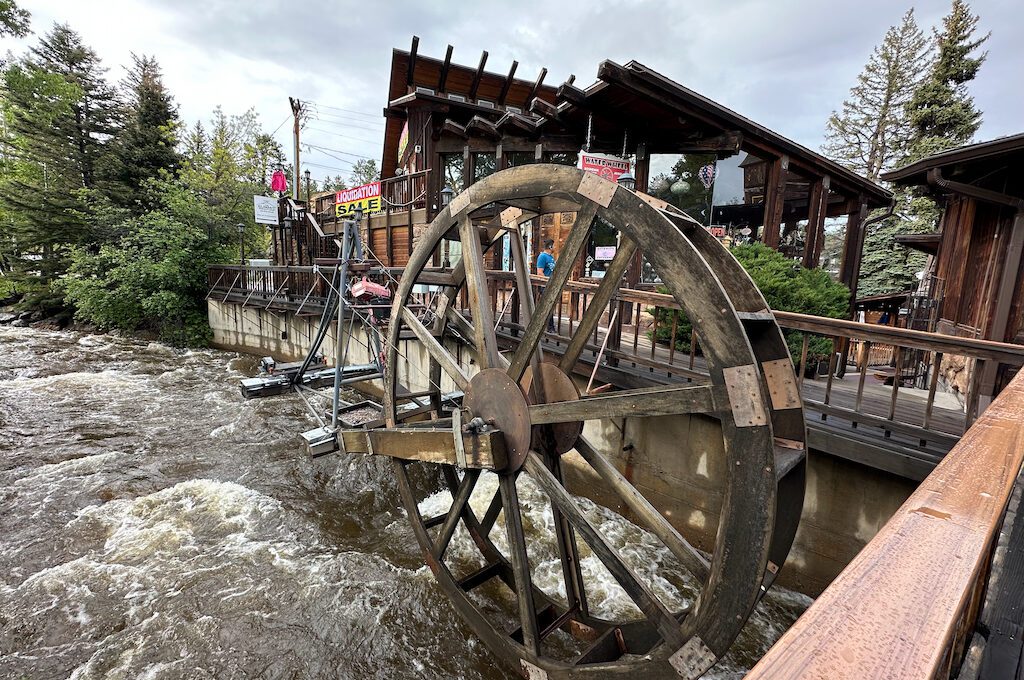 Estes Park River Walk water wheel