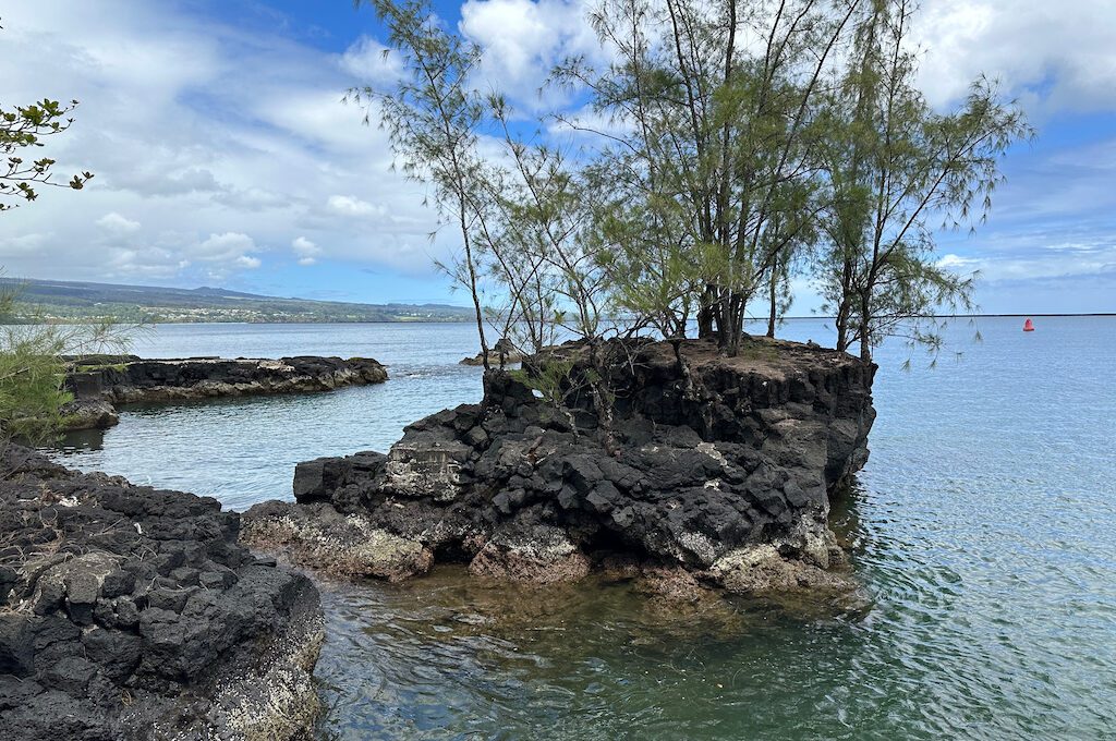 Lava rock outcropping at Hilton DoubleTree Hilo