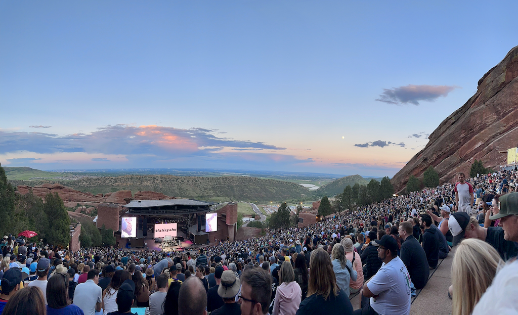 Red Rocks Amphitheater at sunset