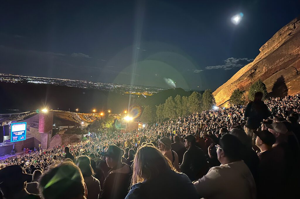 Red Rocks Amphitheater crowd at night