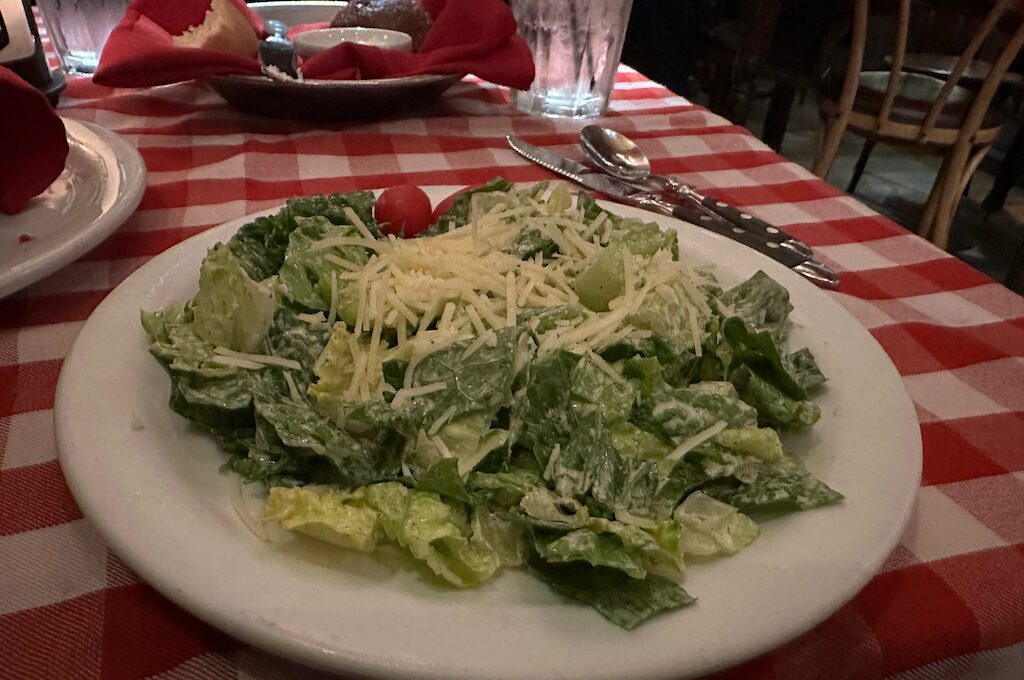 A plate of salad on a table