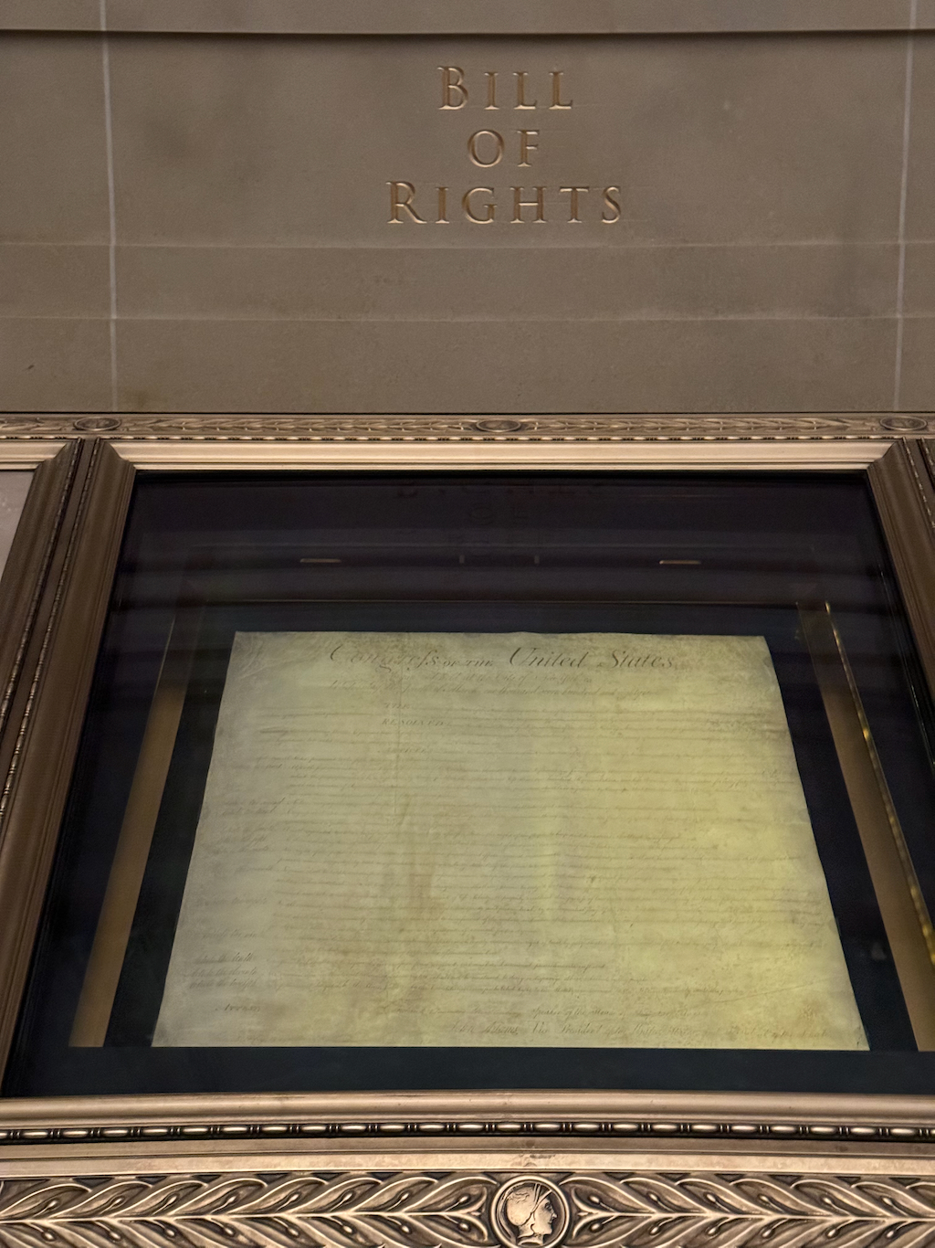 Bill of rights at the national archives