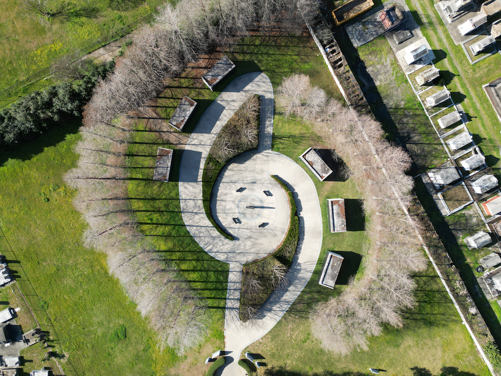 Hurricane Katrina Memorial aerial drone shot